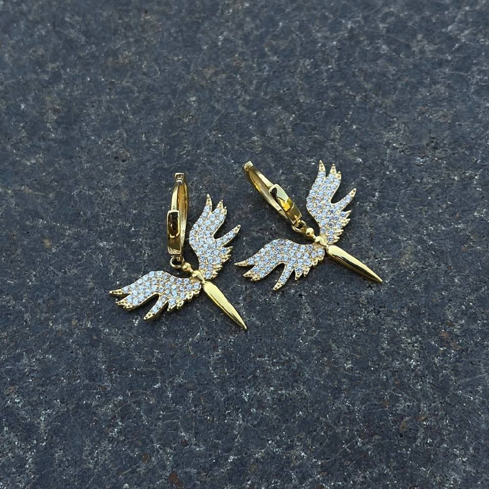 Kardelen Schutzengels Ohrringe White Stone - 925 SILBER