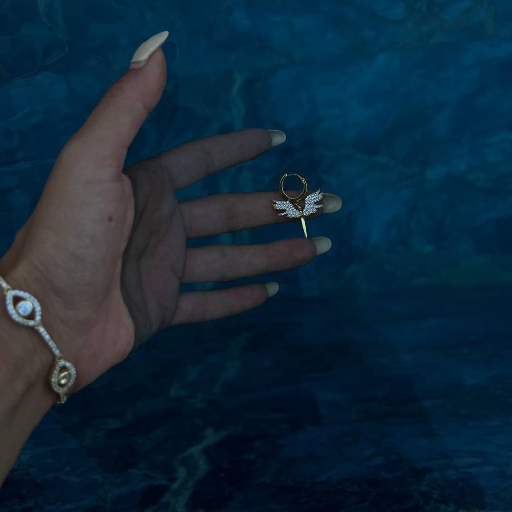 Kardelen Schutzengels Ohrringe White Stone - 925 SILBER