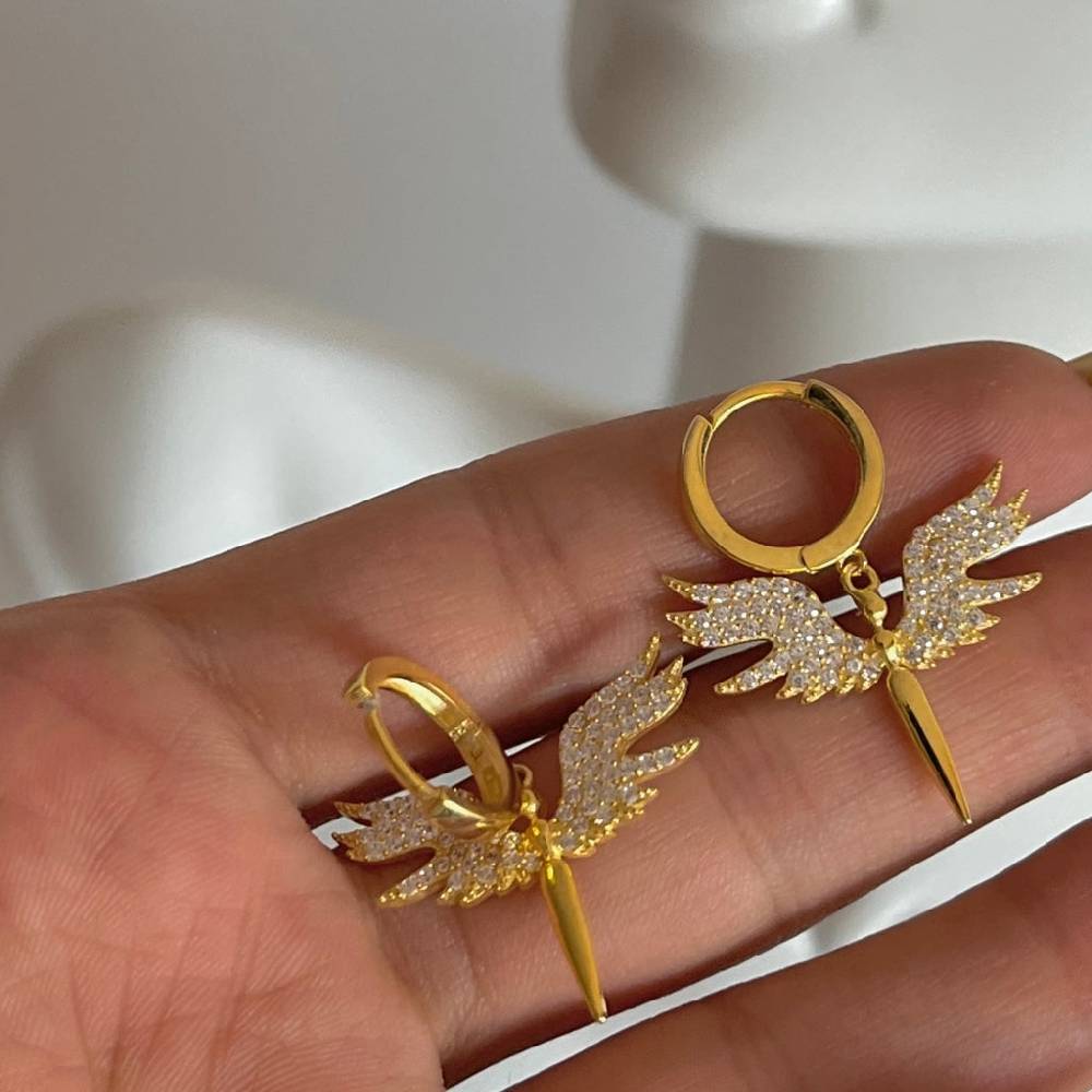 Kardelen Schutzengels Ohrringe White Stone - 925 SILBER