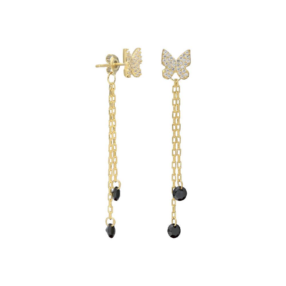 Kardelen Schwarze Schmetterling Ohrringe - 925 SILBER