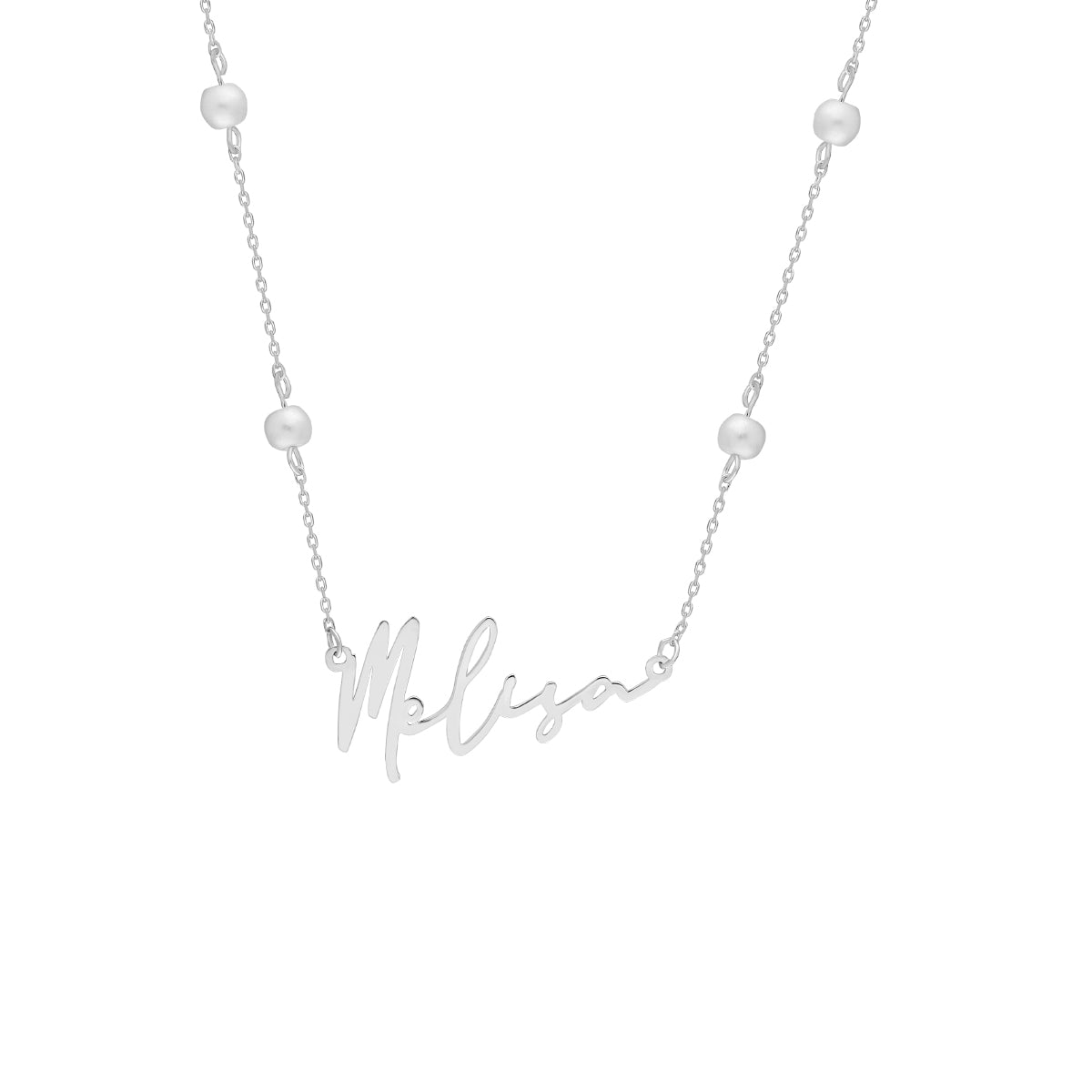 Kardelen Signatur Namenskette Mit Perlen - 925 SILBER