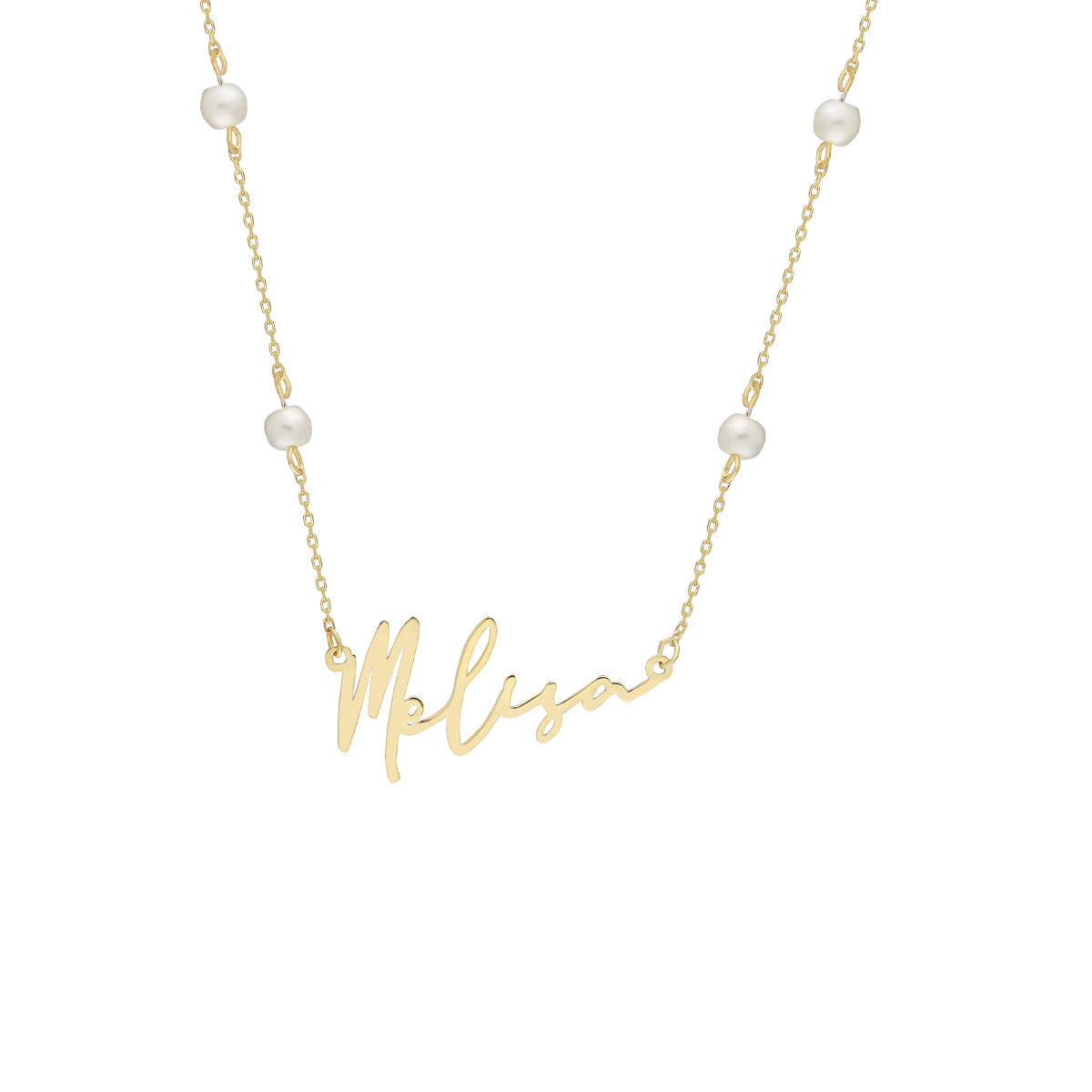 Kardelen Signatur Namenskette mit Perlen - 925 SILBER