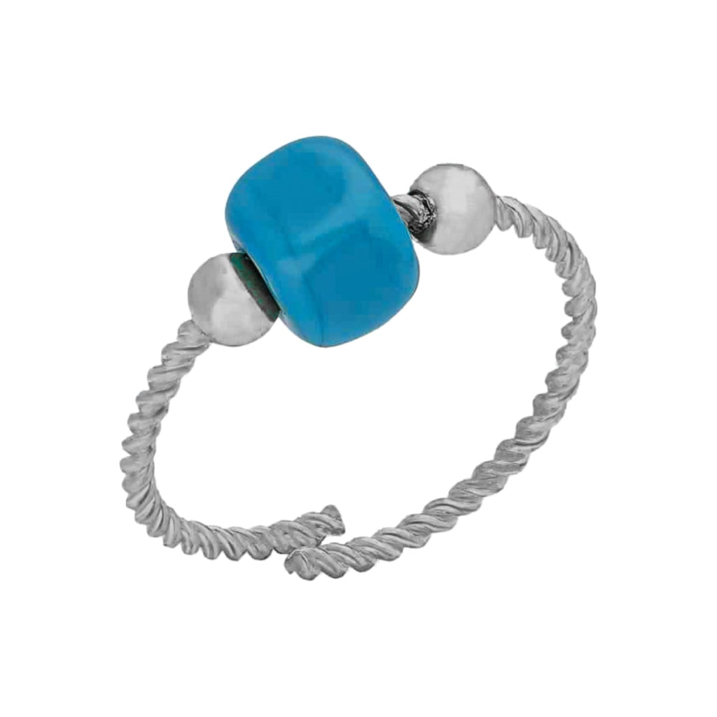 Kardelen Spirale Ring Mit Blauen Naturstein - 925 SILBER