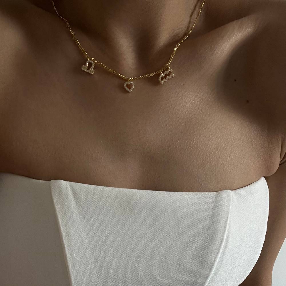 Kardelen Sternzeichen Partner Kette Mit Herz 2 - 925 SILBER