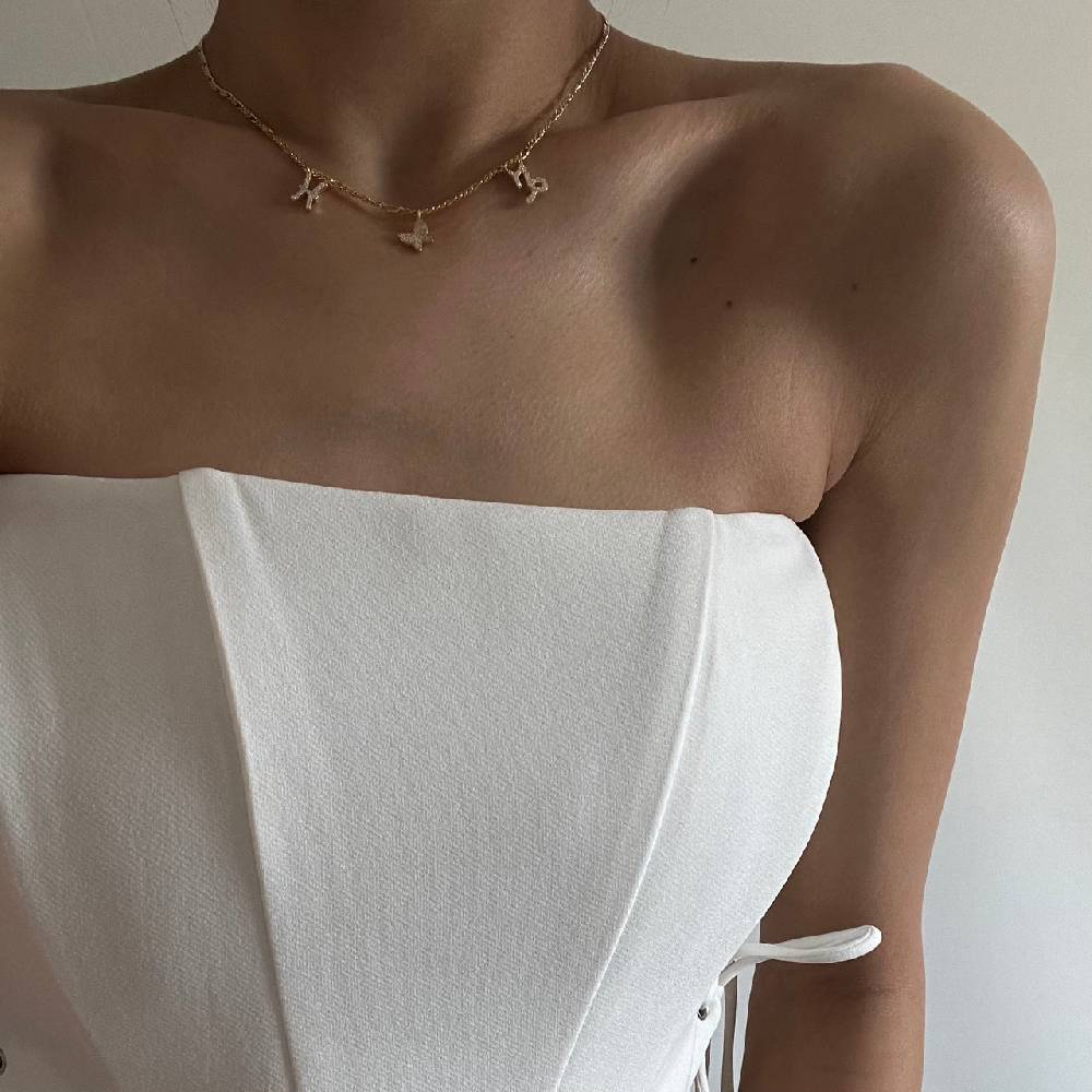 Kardelen Sternzeichen Partner Kette Mit Schmetterling - 925 SILBER