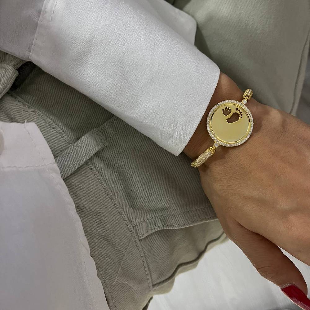 Kardelen Zirkonia Gravurarmband Baby Hand&Fuß - 925 SILBER