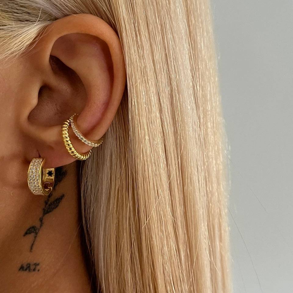 Kardelen Zirkonia Hoop Ohrring Mit Sternsymbol - 925 SILBER