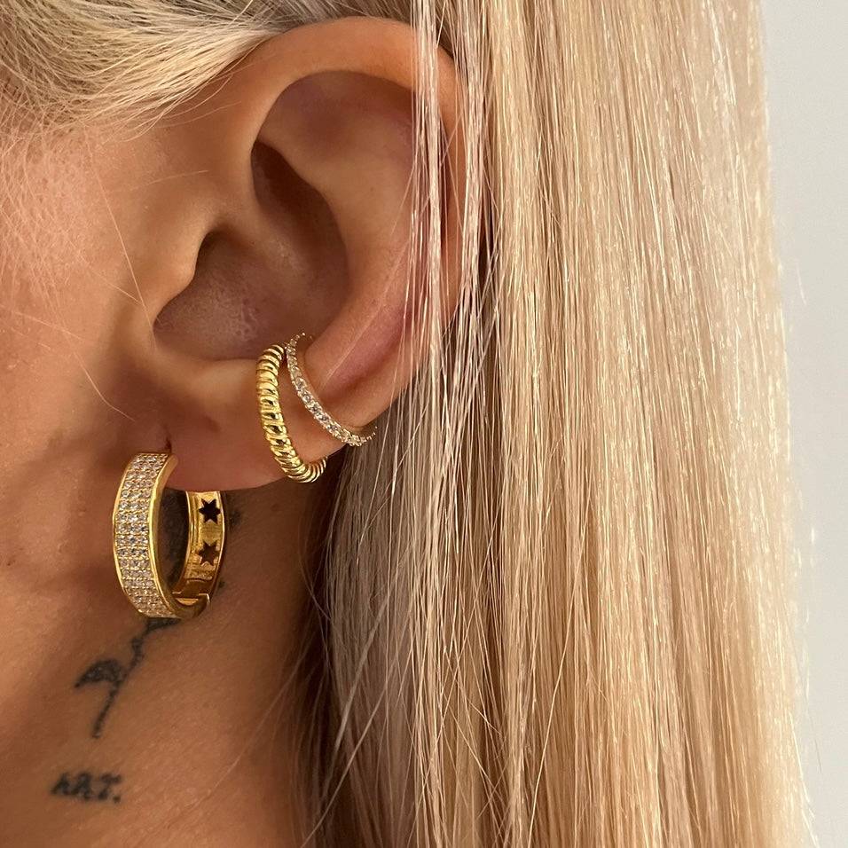 Kardelen Zirkonia Hoop Ohrring Mit Sternsymbol - 925 SILBER