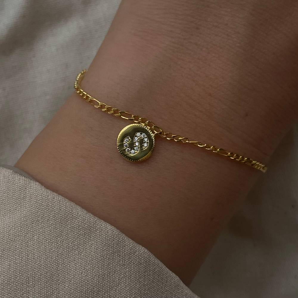 Kardelen Zirkonia Plättchen Buchstaben Armkette - 925 SILBER