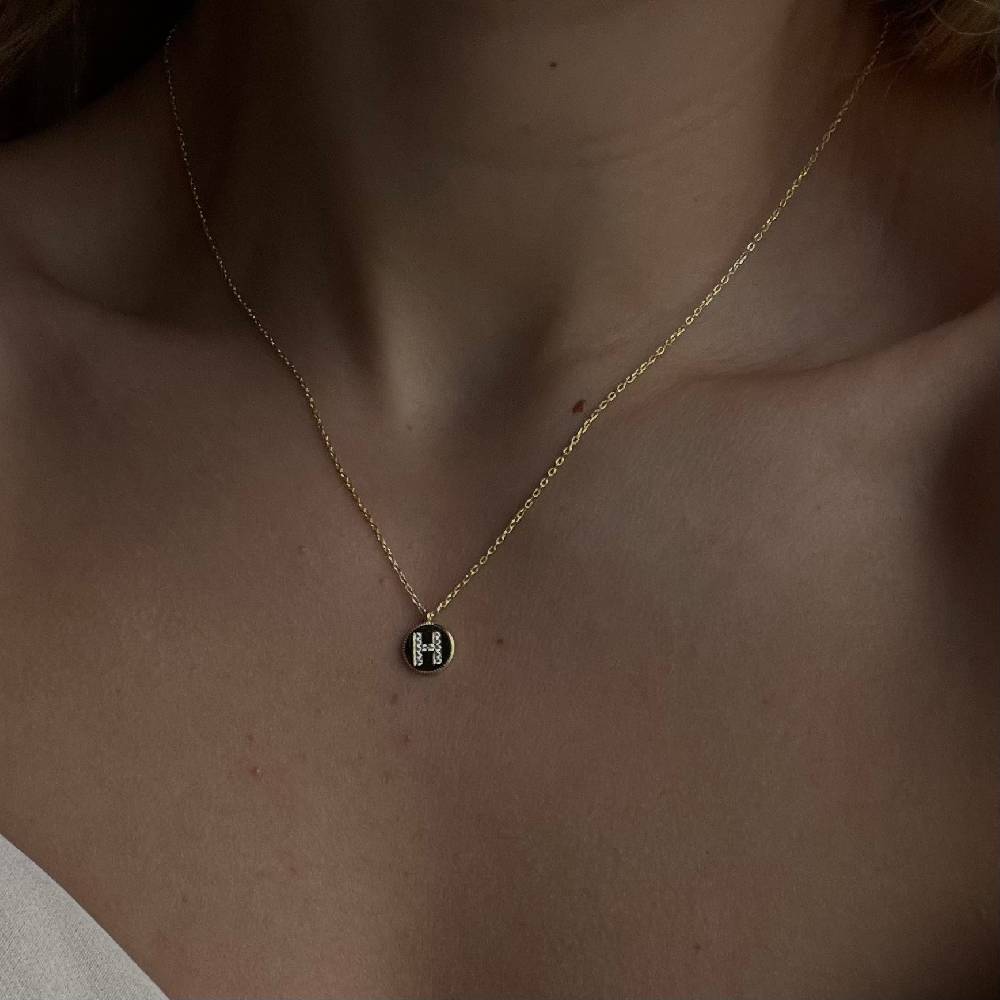 Kardelen Zirkonia Plättchen Buchstaben Halskette - 925 SILBER