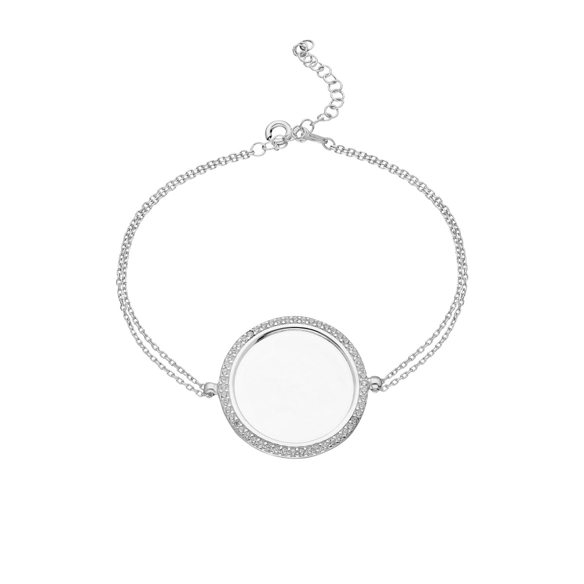 Kardelen Zirkonia Plättchen Gravurarmband - 925 SILBER