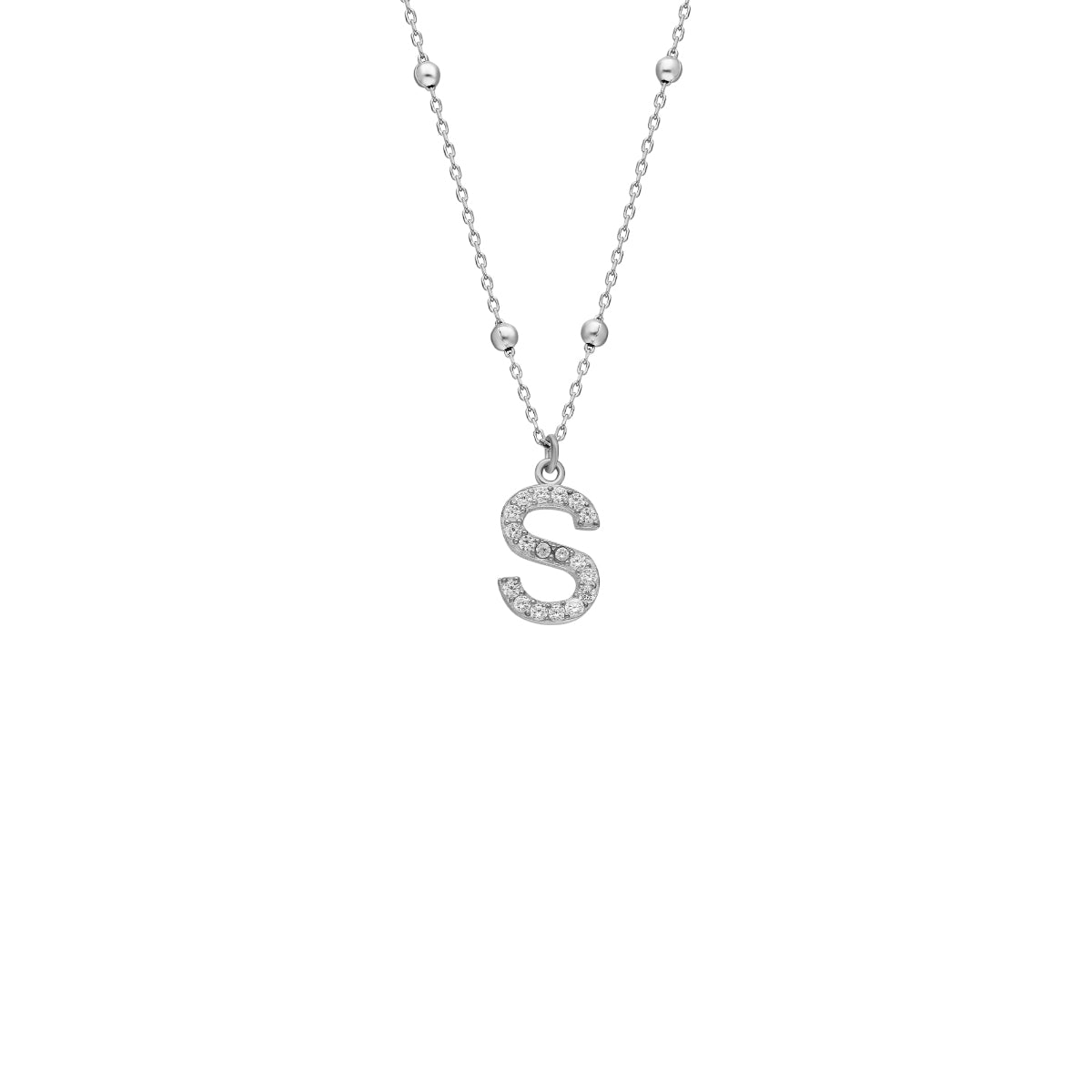 Kardelen Zirkonia Vintage Letter Necklace - 925 SILBER