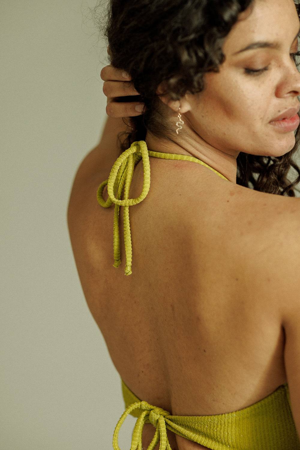 Karo Kauer Bikini Top Glitter Olive