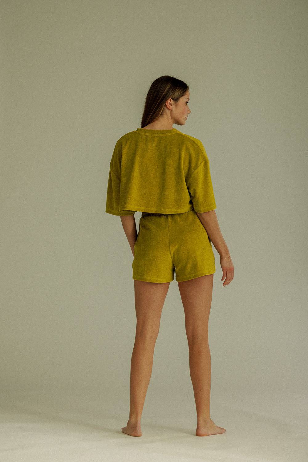 Karo Kauer Frottee T-Shirt Olive