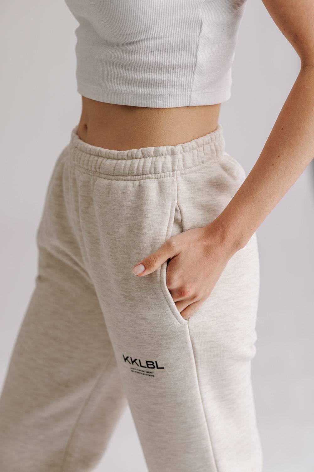 Karo Kauer Jogger Pants Basic Sand Melange