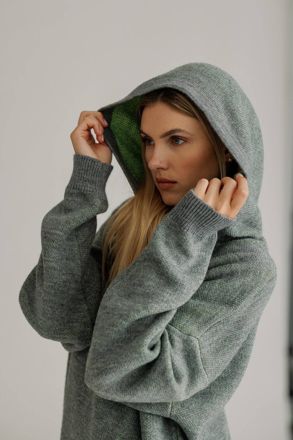 Karo Kauer Knit Hoodiedress Silver Grey