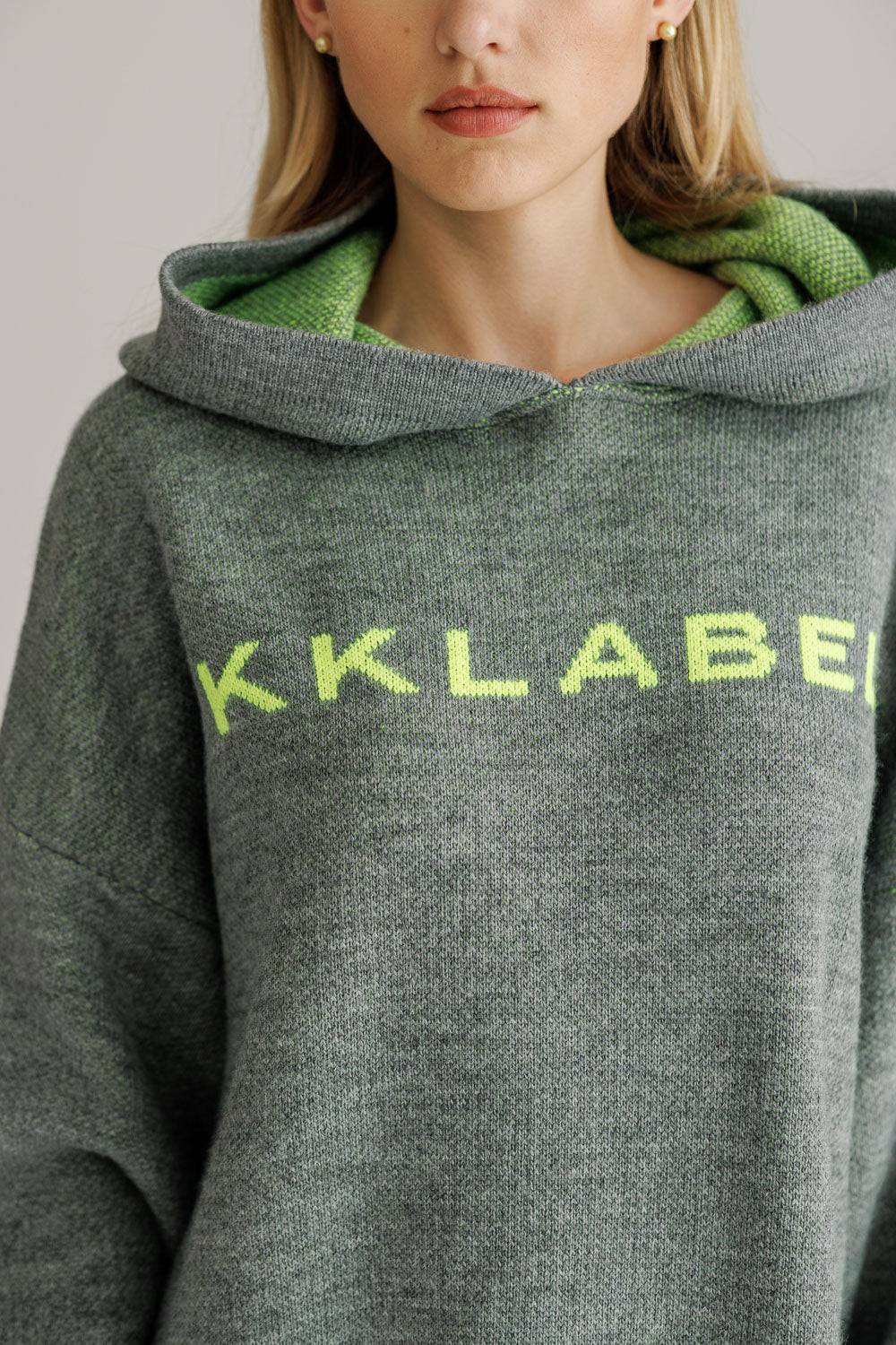 Karo Kauer Knit Hoodiedress Silver Grey