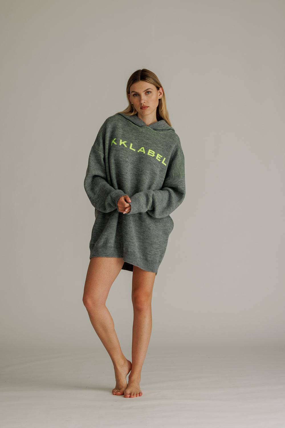 Karo Kauer Knit Hoodiedress Silver Grey