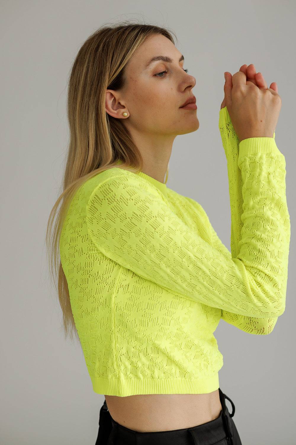 Karo Kauer Knit Shirt Cropped Neon Lime