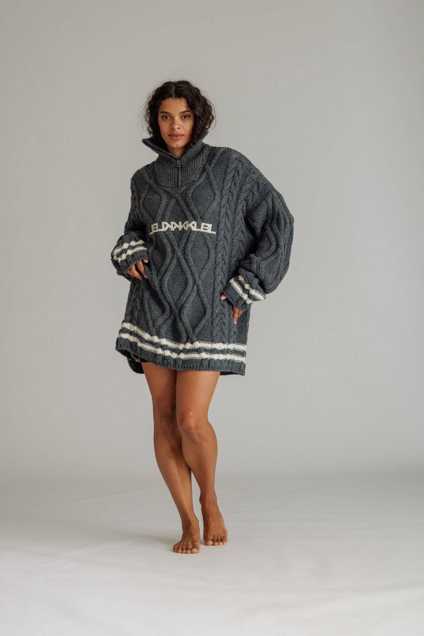 Karo Kauer Knit Zipped Sweater Grey