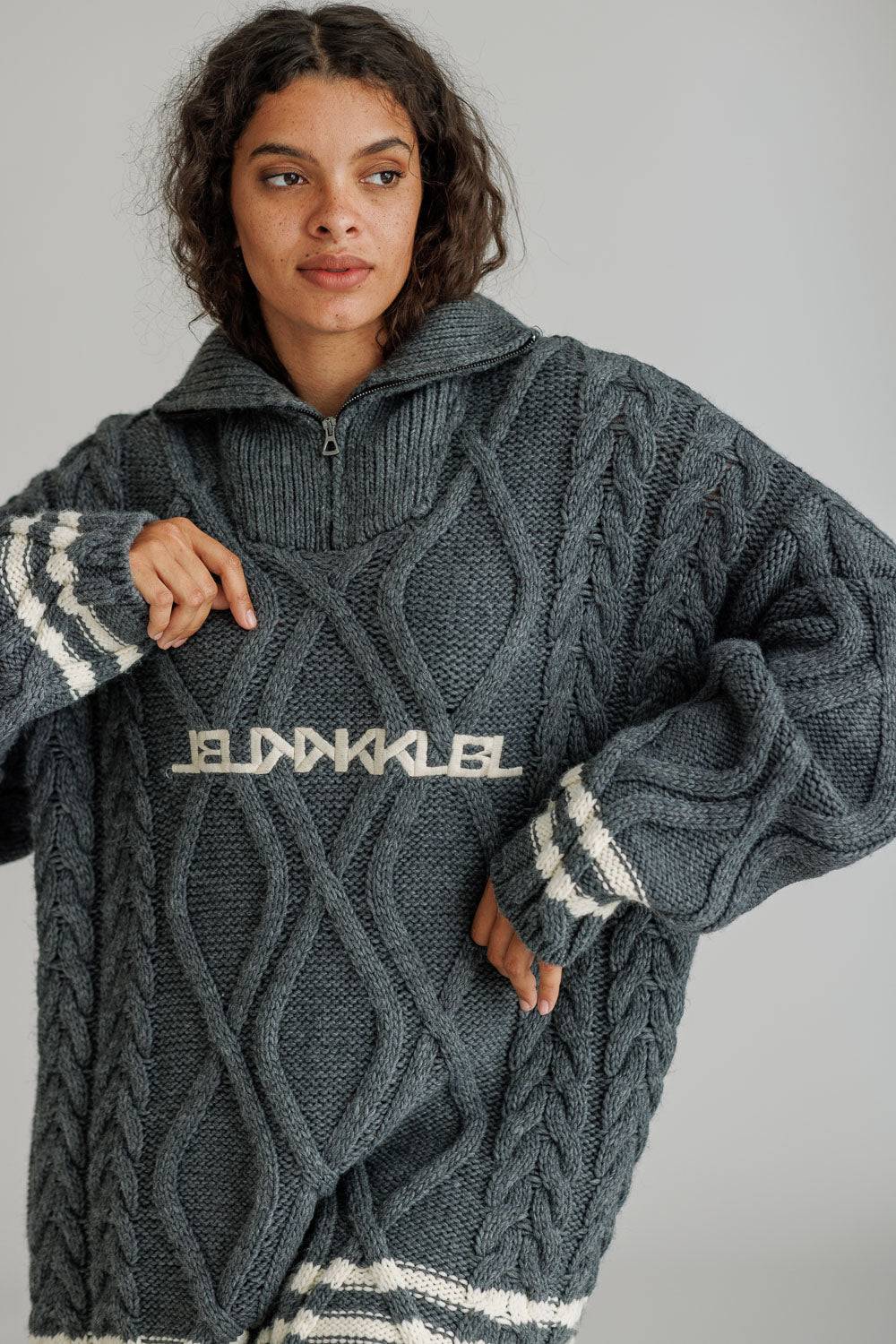 Karo Kauer Knit Zipped Sweater Grey