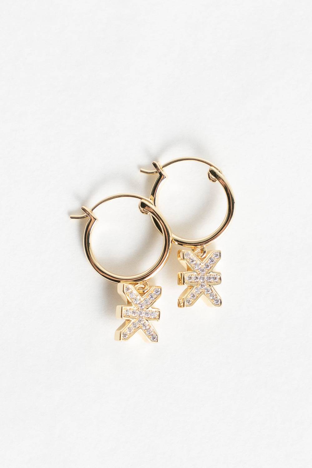 Karo Kauer PRE ORDER Logo Hoops Sparkle Gold