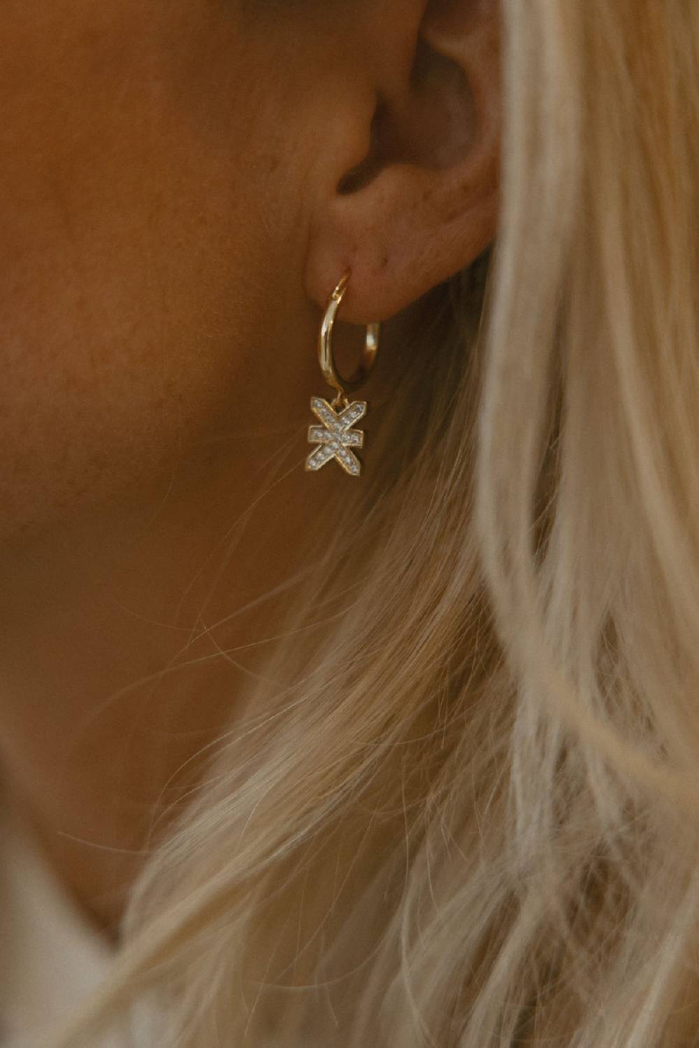 Karo Kauer PRE ORDER Logo Hoops Sparkle Gold