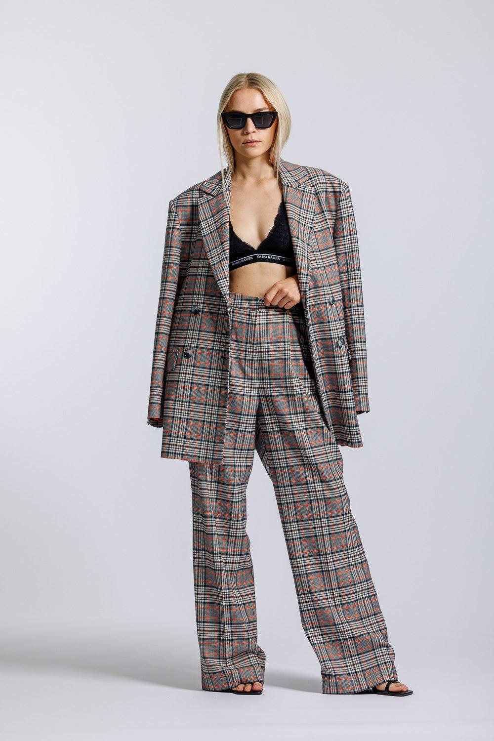 Karo Kauer Wide Leg Pants Checkered