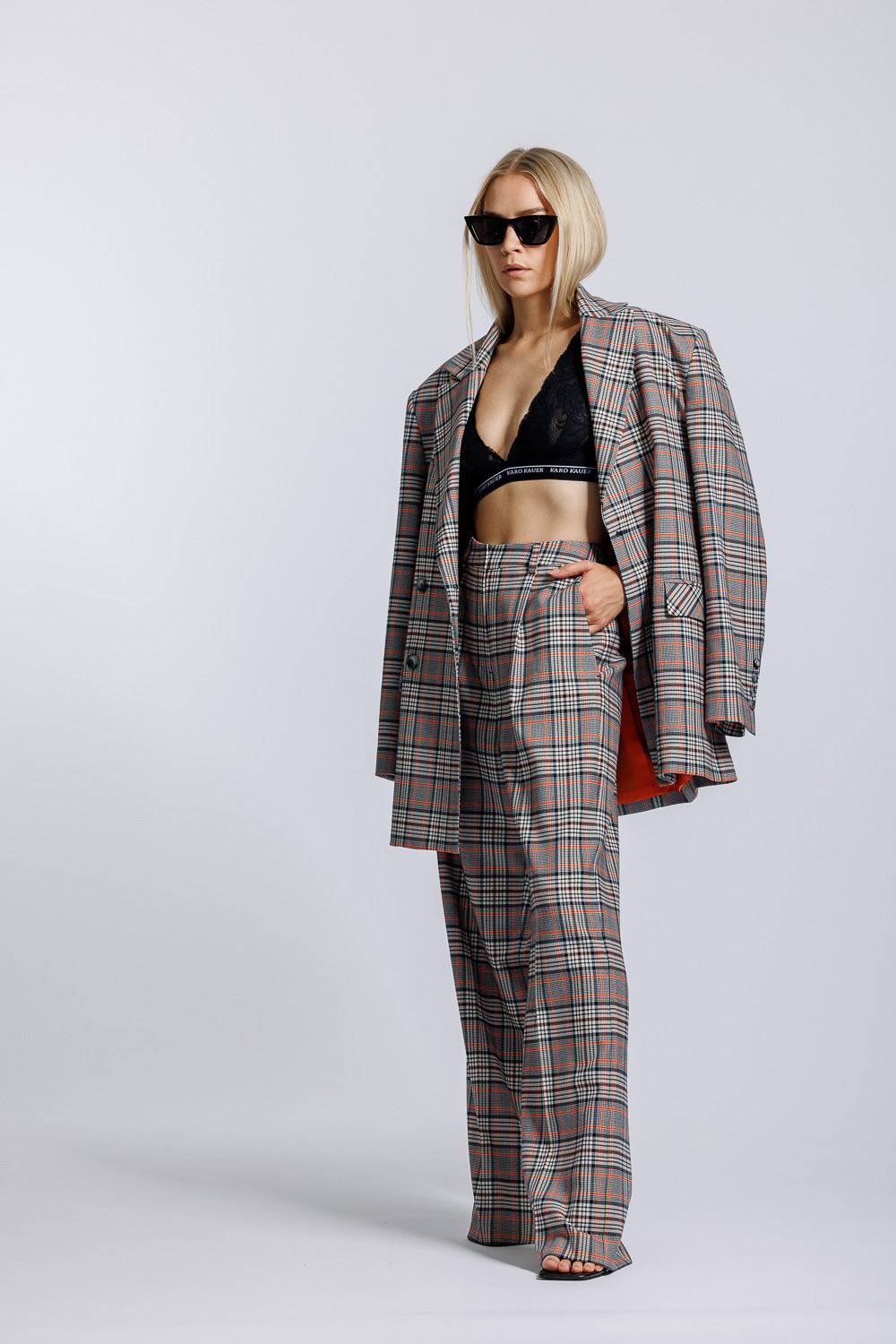 Karo Kauer Wide Leg Pants Checkered