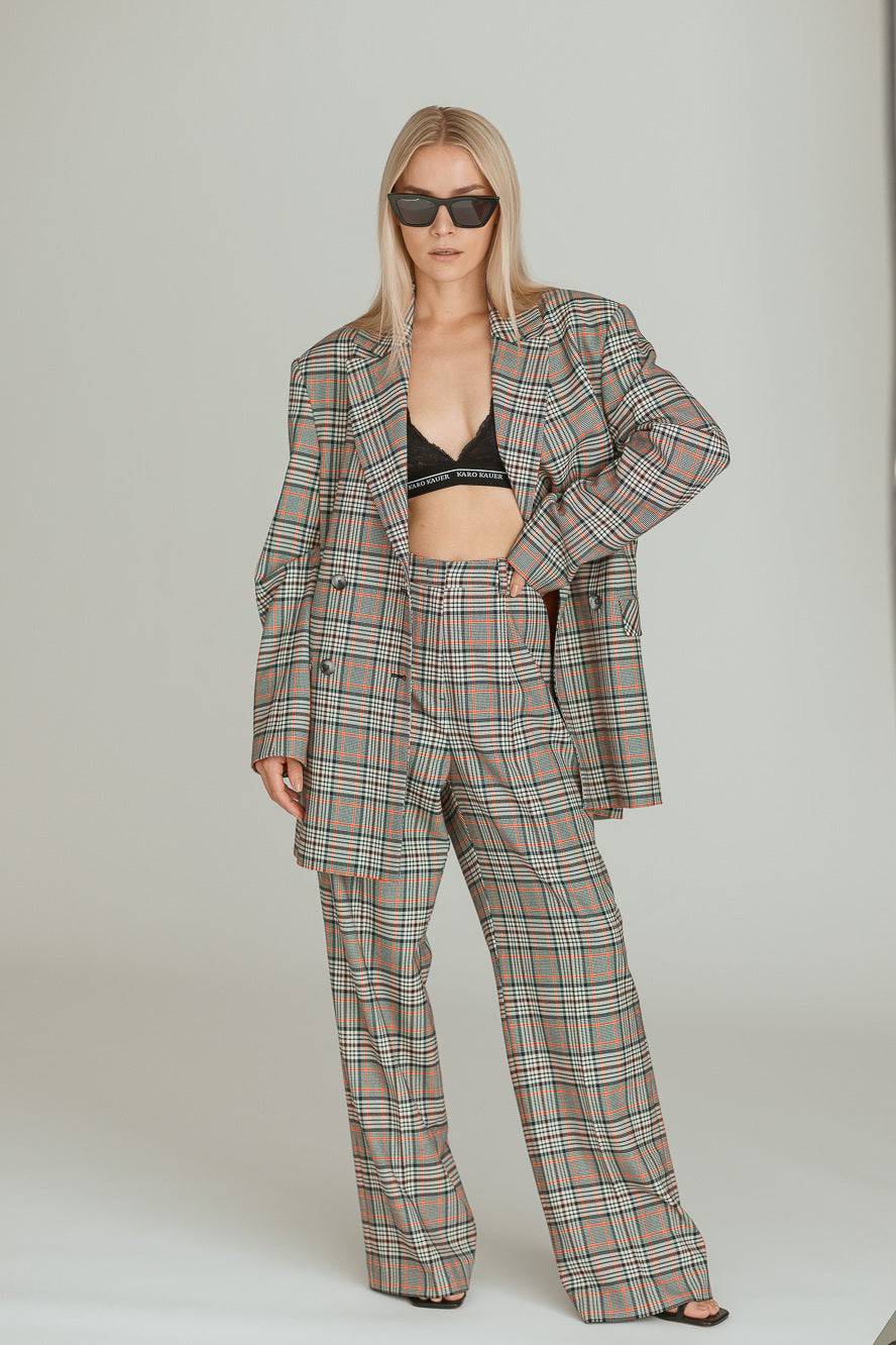Karo Kauer Wide Leg Pants Checkered