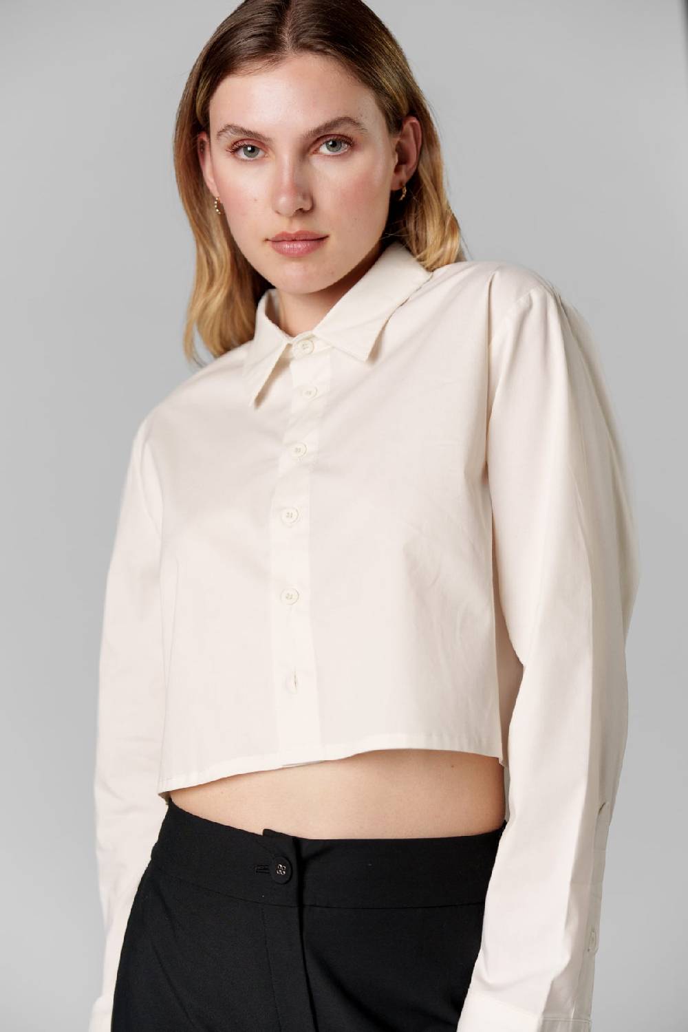 Karo Kauer Woven Blouse Cropped Creme