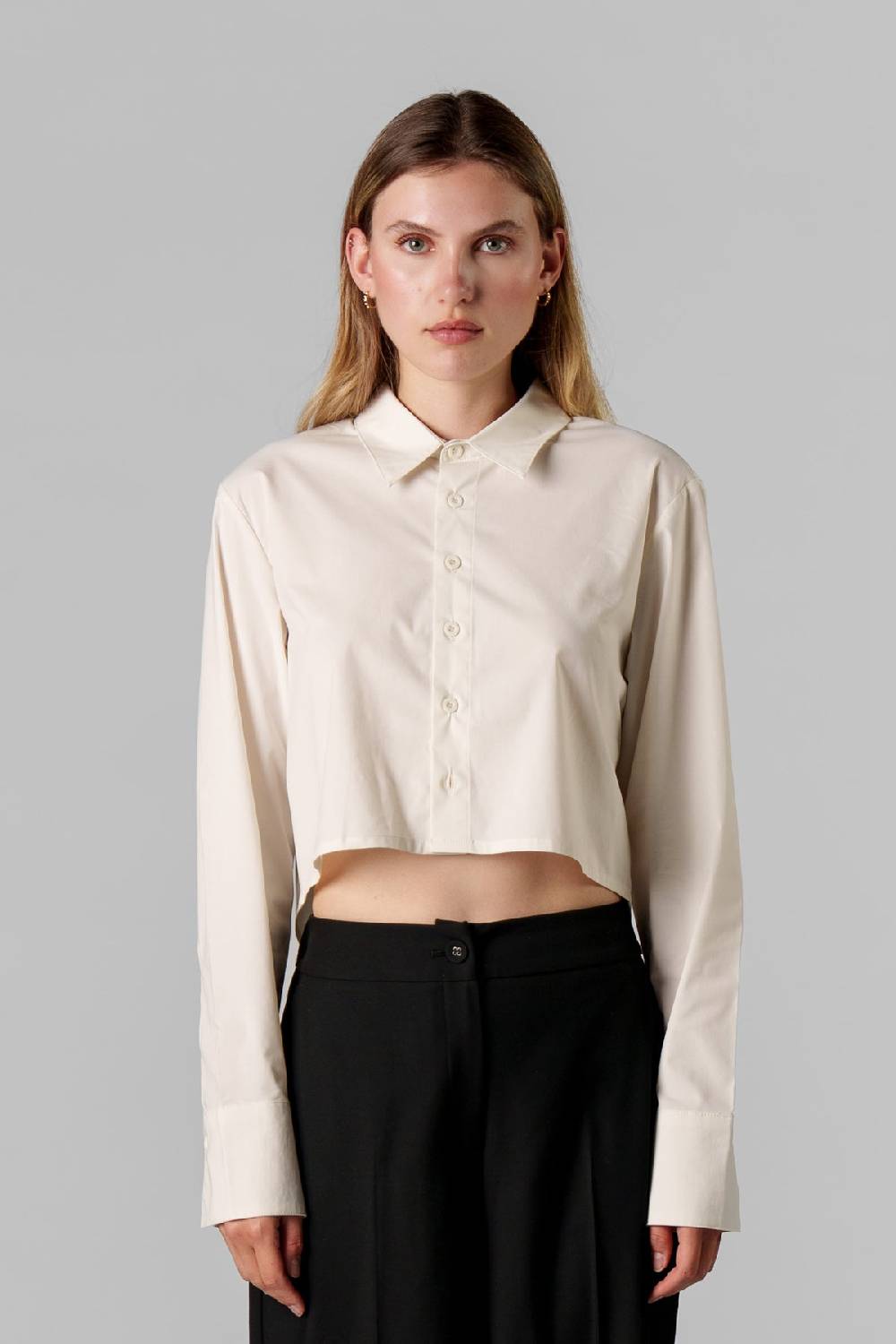 Karo Kauer Woven Blouse Cropped Creme