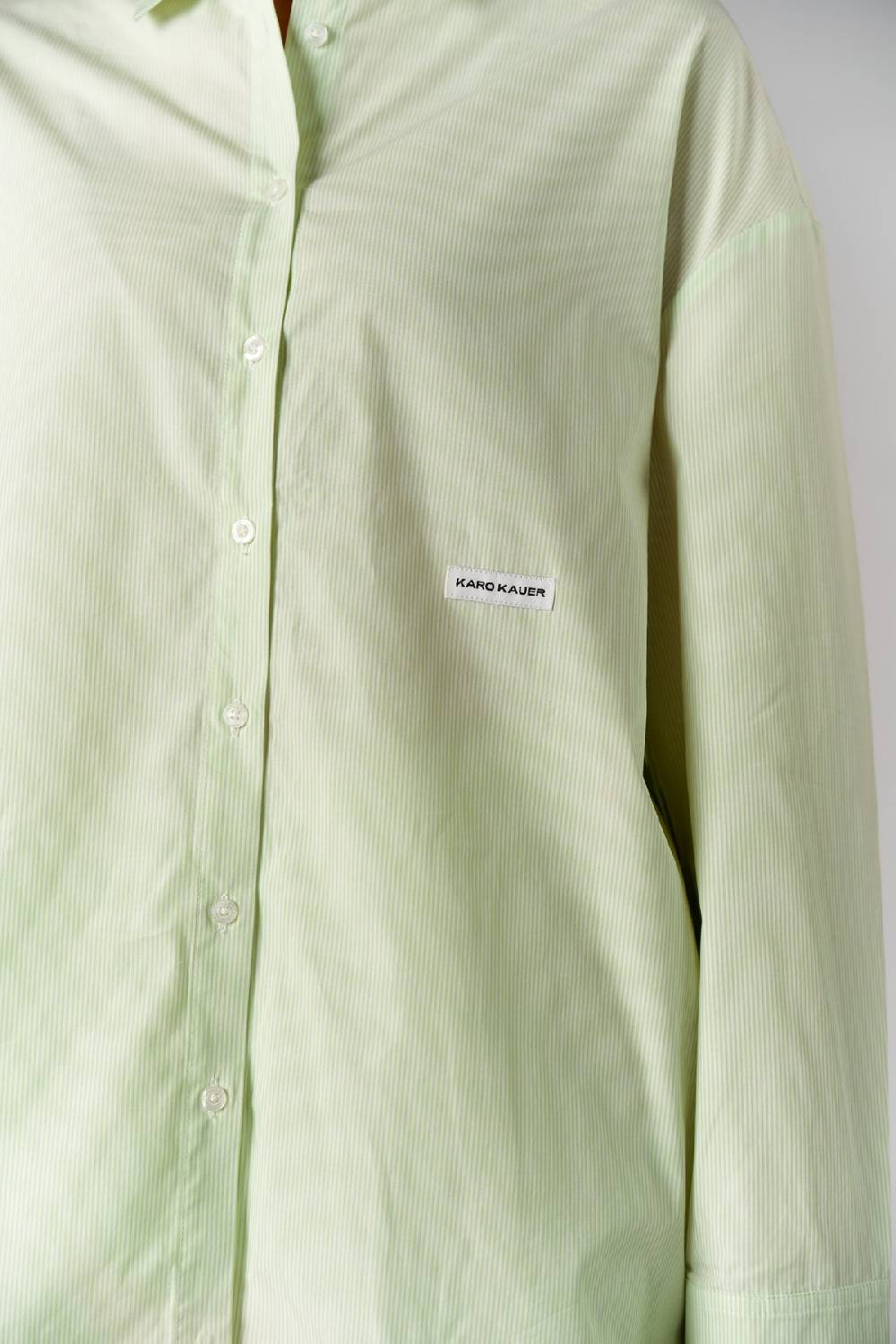Karo Kauer Woven Blouse Striped Matcha