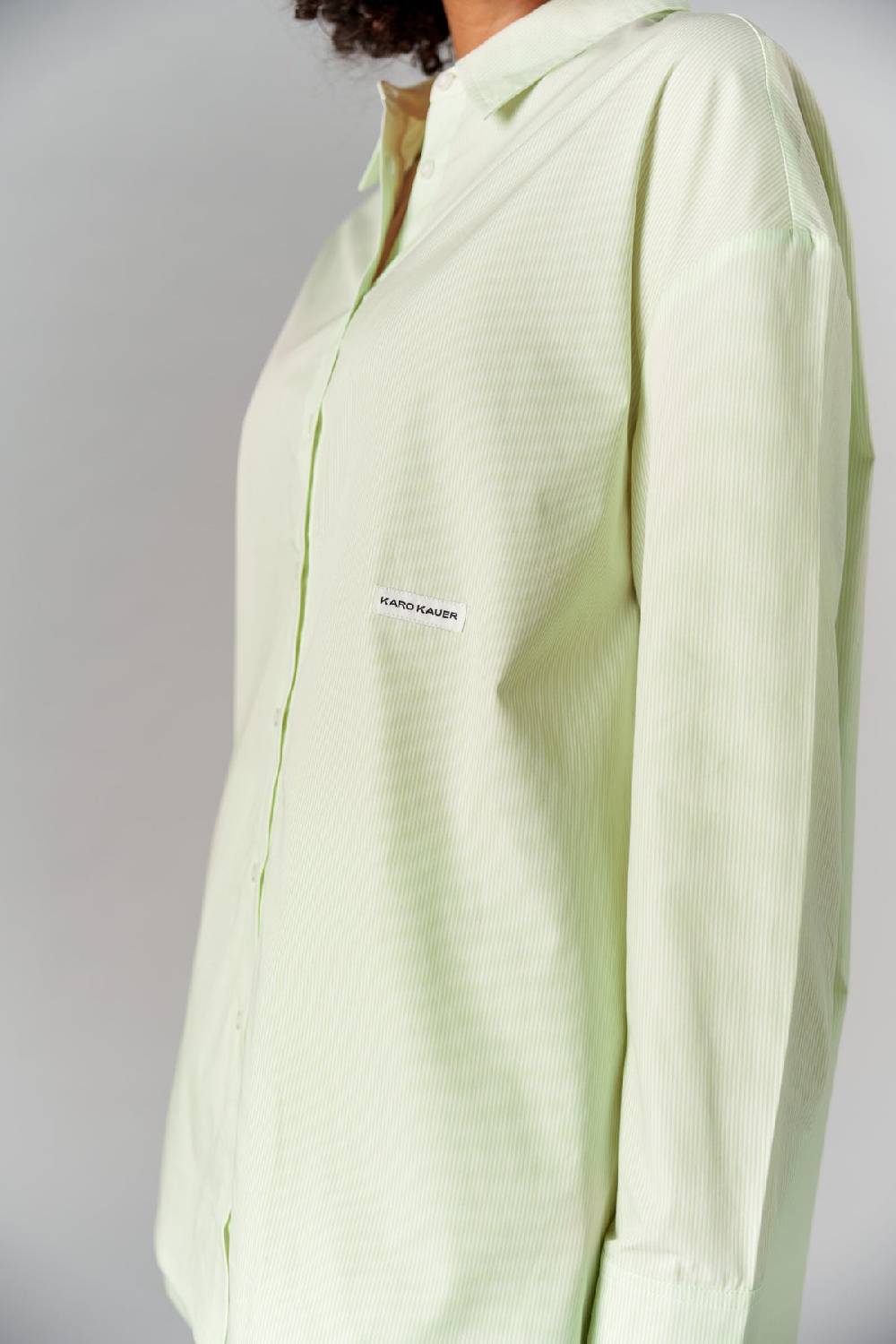 Karo Kauer Woven Blouse Striped Matcha