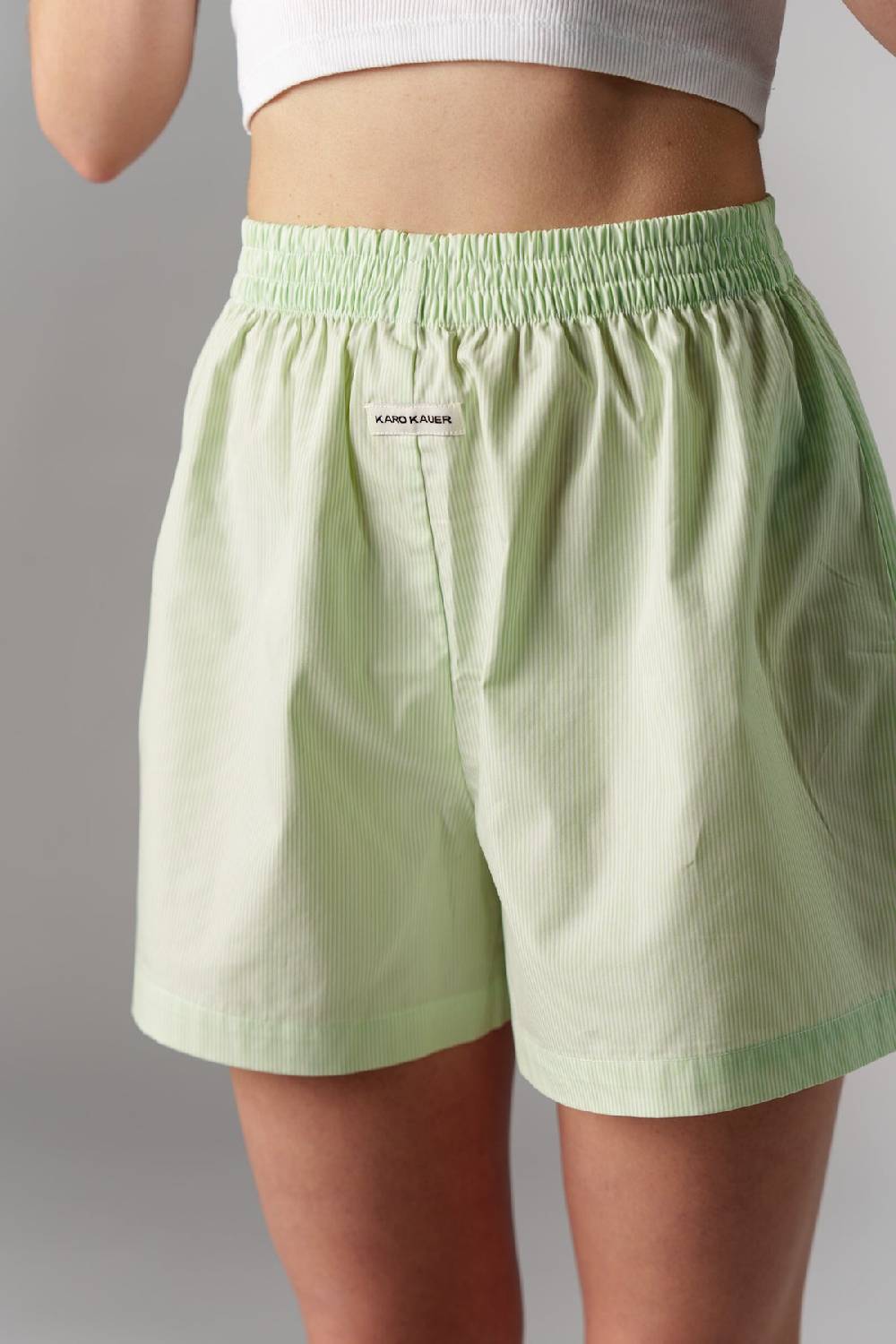 Karo Kauer Woven Shorts Striped Matcha