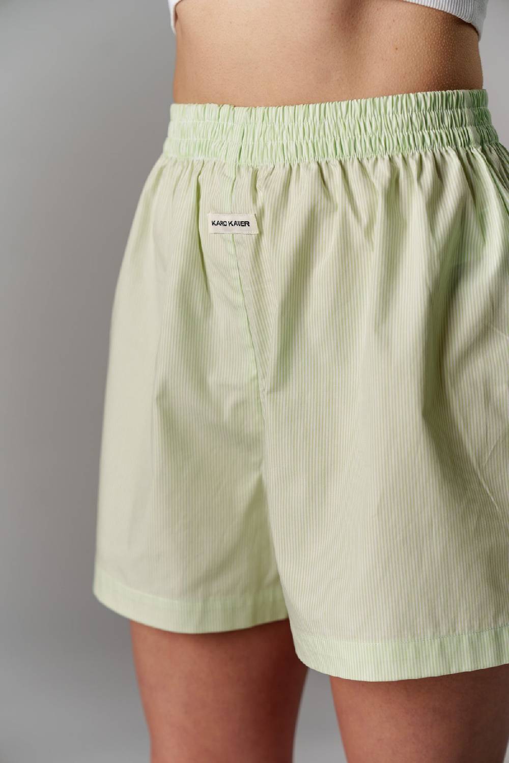 Karo Kauer Woven Shorts Striped Matcha