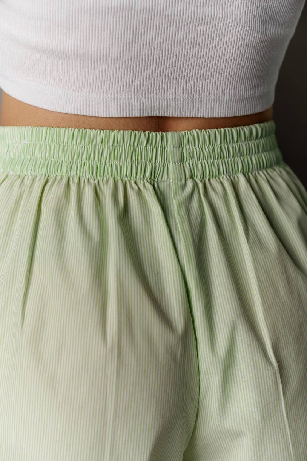 Karo Kauer Woven Shorts Striped Matcha