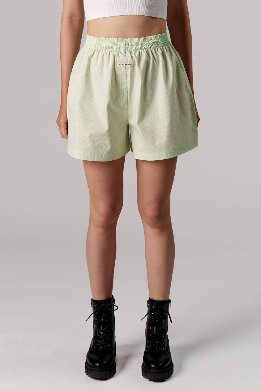 Karo Kauer Woven Shorts Striped Matcha