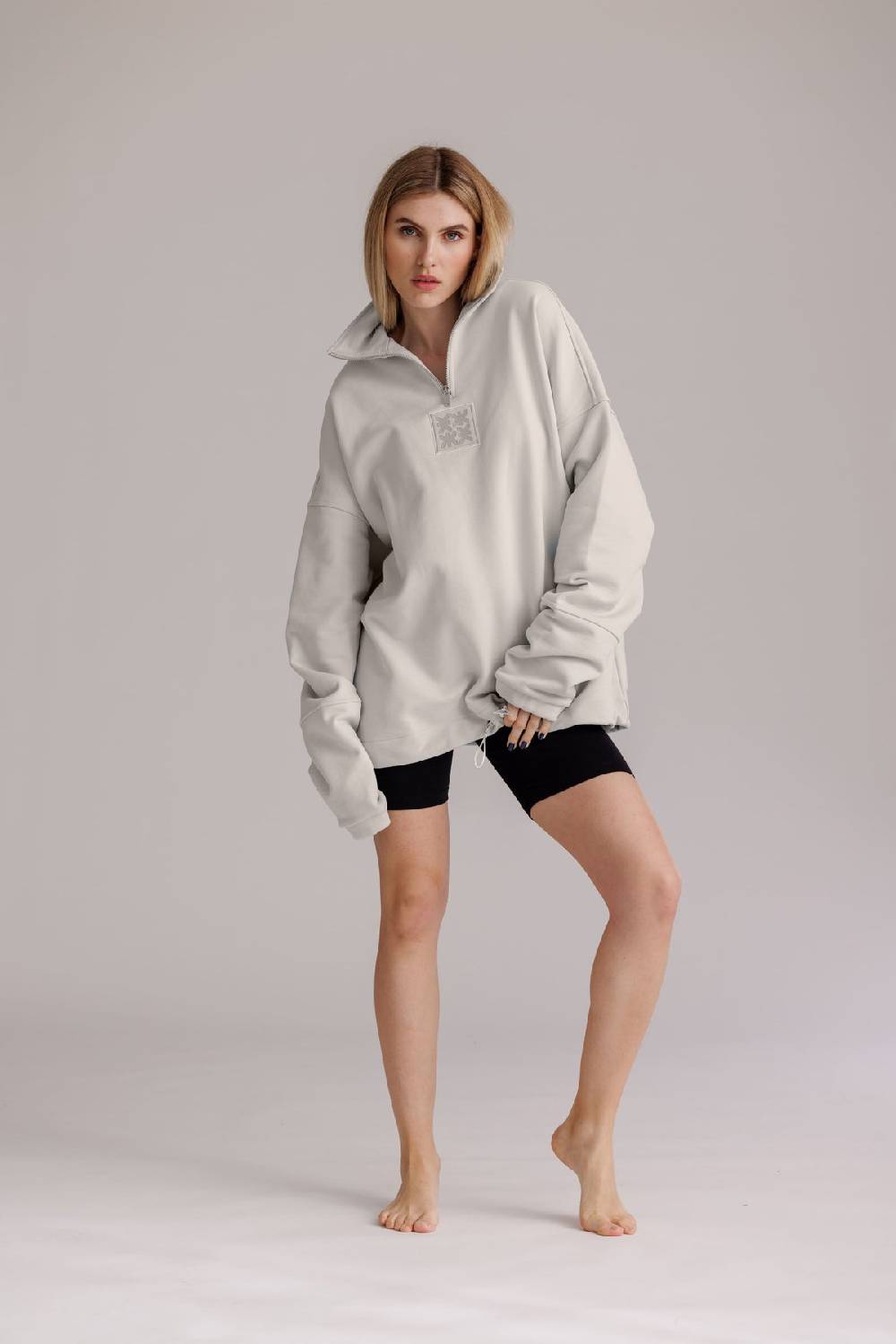 Karo Kauer Zipped Sweater Silver Grey