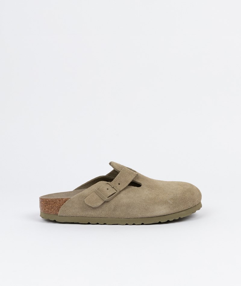 Kauf Dich Glücklich BIRKENSTOCK Boston Suede Schlappen Weichbettung (Gr. 36-41) Grün