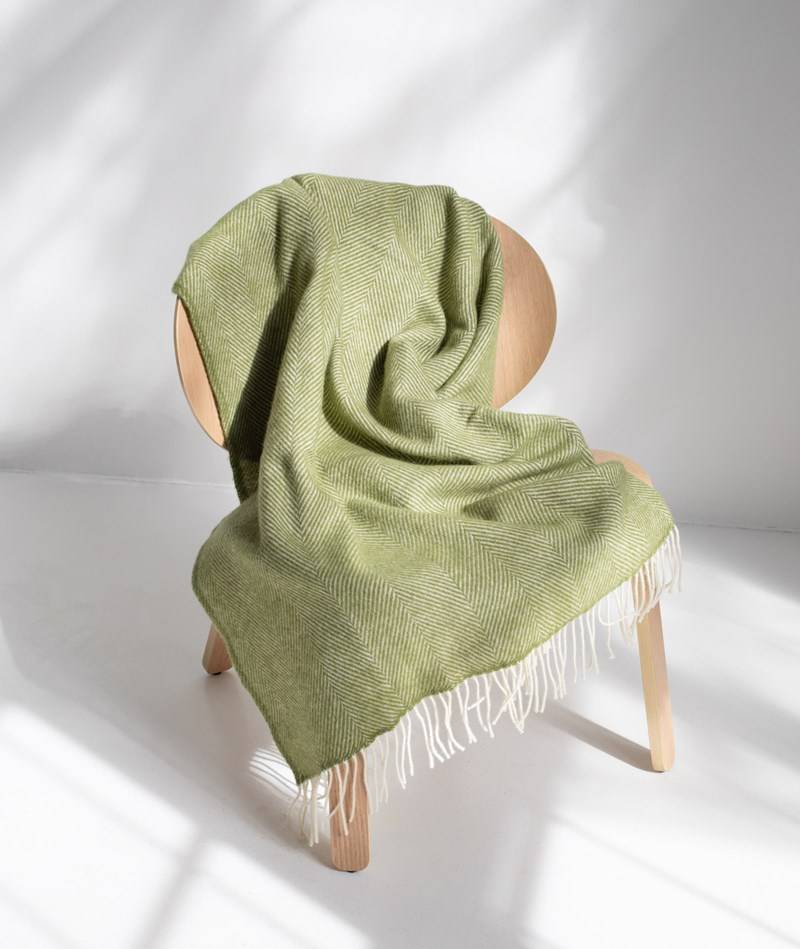 Kauf Dich Glücklich COUDRE BERLIN Wolldecke Herringbone Grün