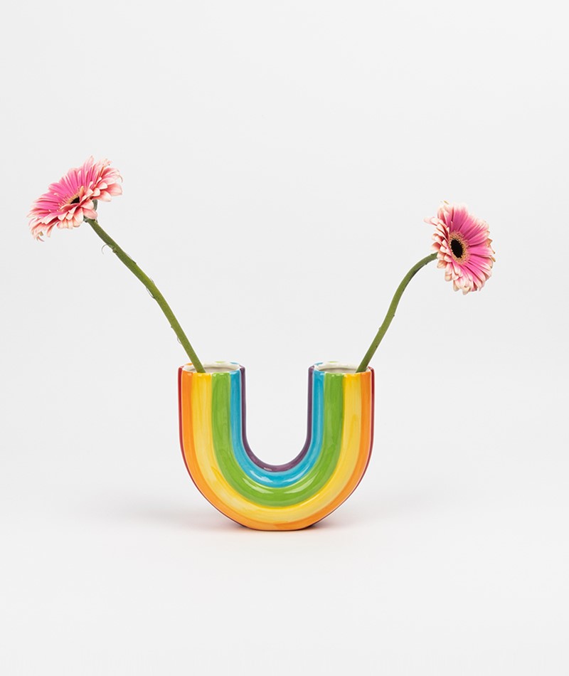 Kauf Dich Glücklich DOIY Rainbow Double Vase gestreift