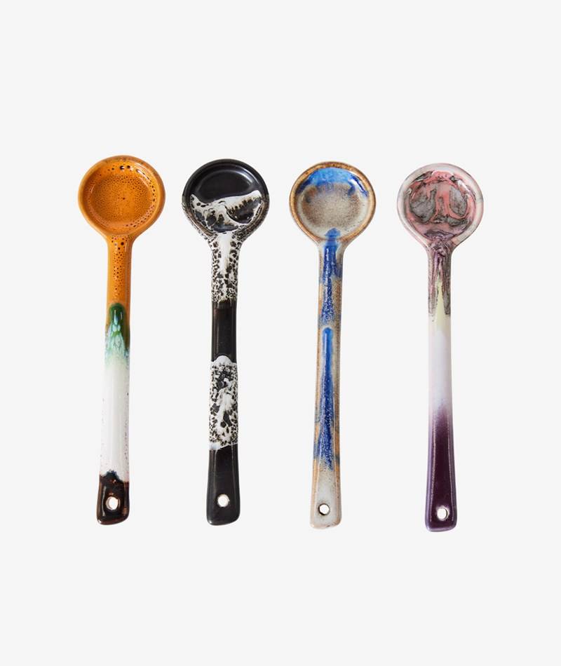Kauf Dich Glücklich HKLIVING 70s Ceramics Spoons 4er Set mehrfarbig