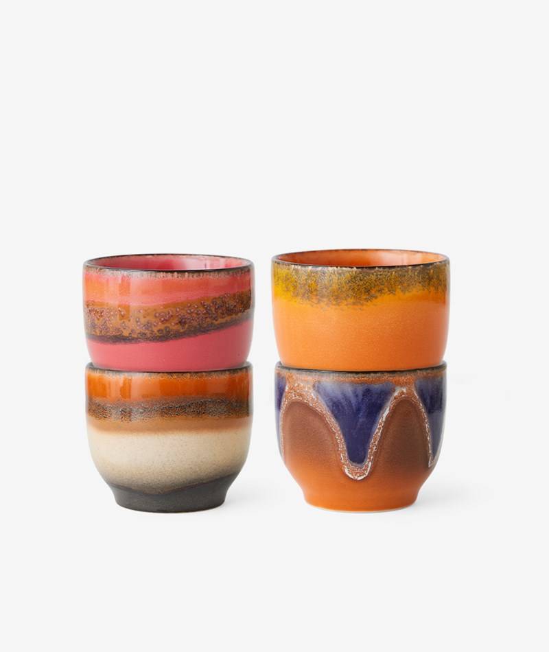 Kauf Dich Glücklich HKLIVING 70S Kaffee Becher 4er-Set Java mehrfarbig