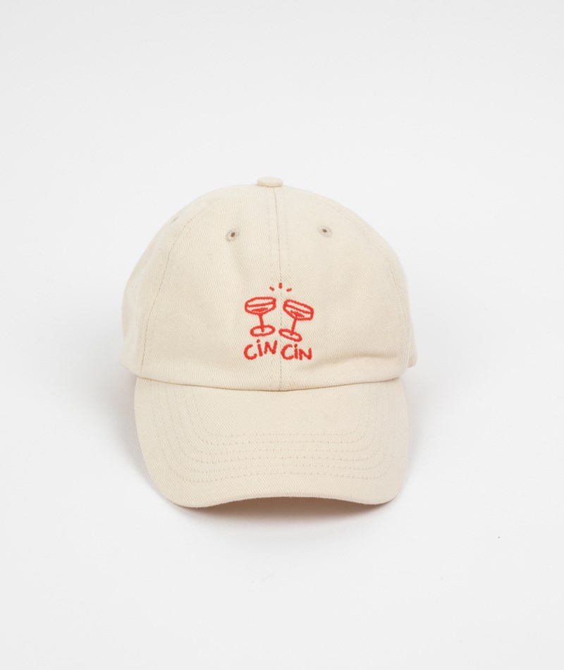 KAUF DICH GLüCKLICH Cap Cin Cin Weiü aus Bio-Baumwolle