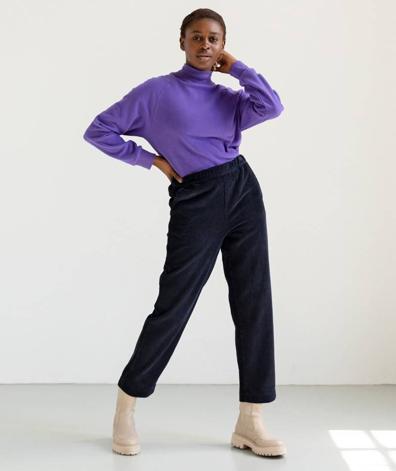 KAUF DICH GLüCKLICH Cord Hose Dunkelblau aus Bio-Baumwolle