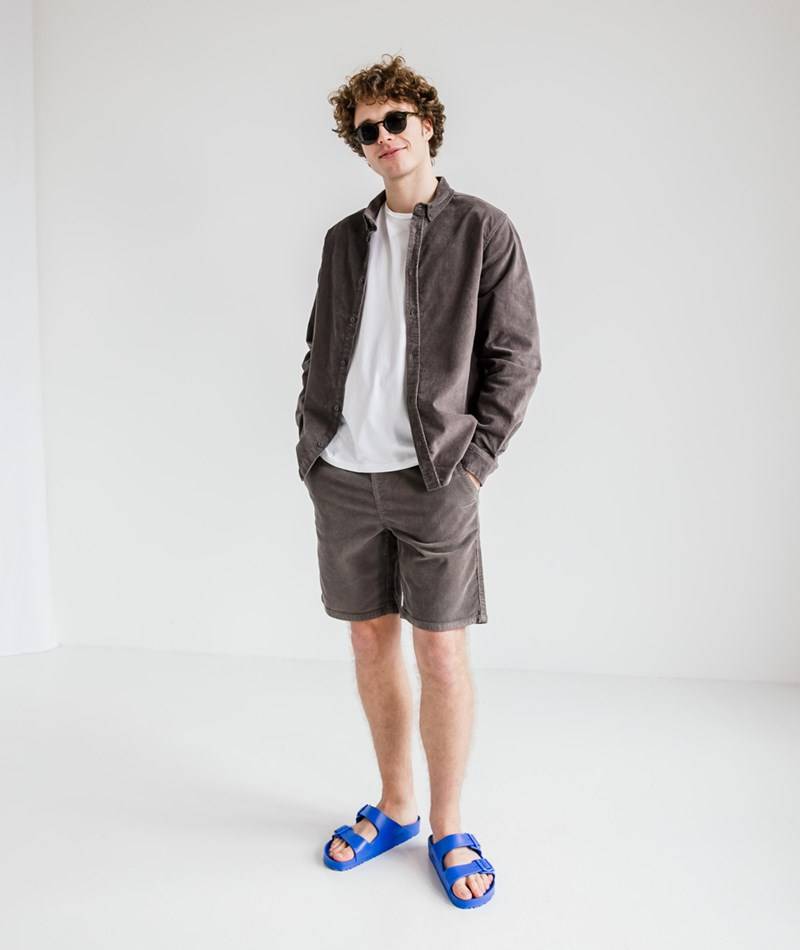 KAUF DICH GLüCKLICH Cordhemd Grau aus Bio-Baumwolle