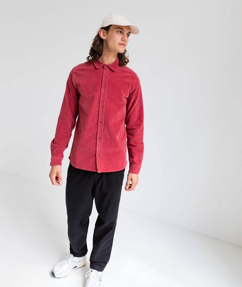KAUF DICH GLüCKLICH Cordhemd Rot aus Bio-Baumwolle