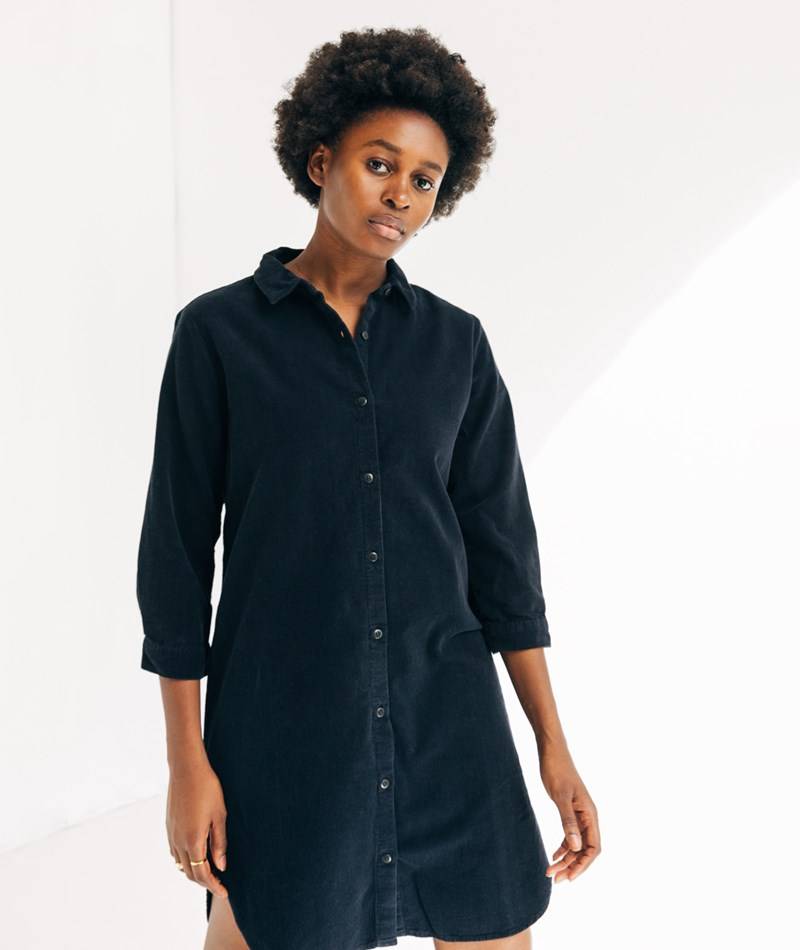 KAUF DICH GLüCKLICH Kleid Dunkelblau aus Bio-Baumwolle