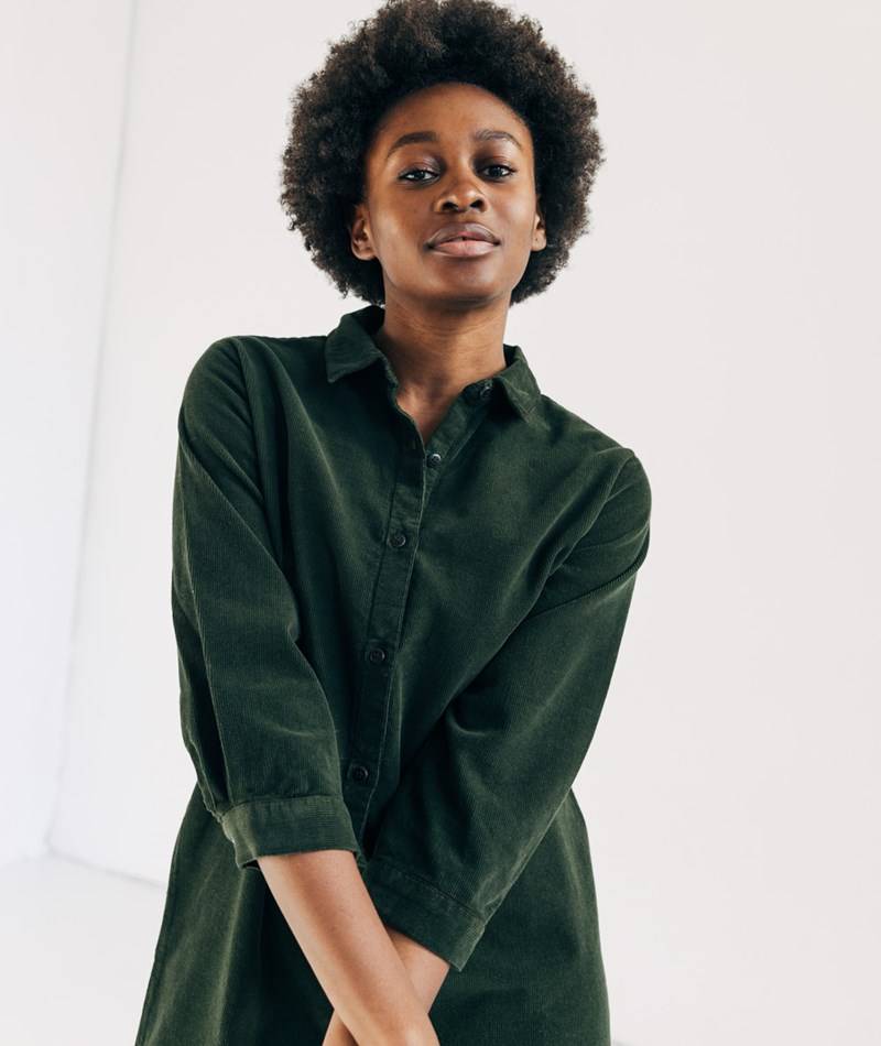 KAUF DICH GLüCKLICH Kleid Dunkelgrün aus Bio-Baumwolle